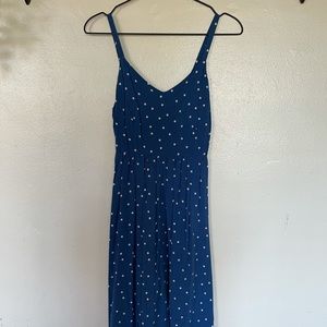 Blue polka dot midi dress. Size XS.